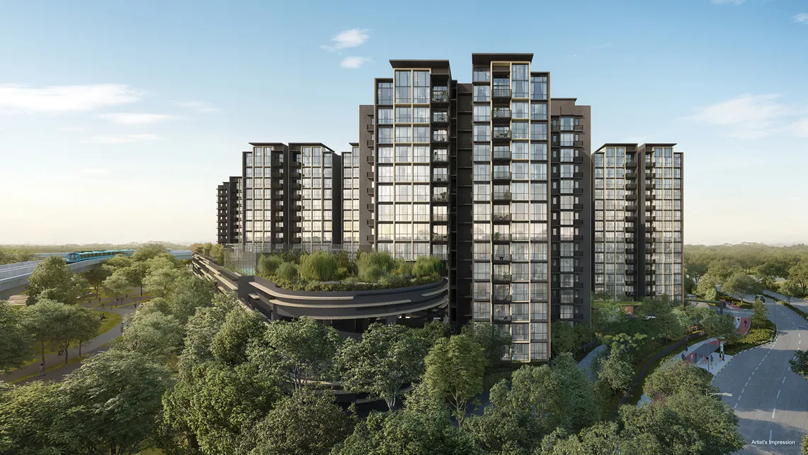 Artist's impression of Copen Grand EC by CDL and MCL Land, Tengah — Singapore's first Green Mark Platinum Super Low Energy EC